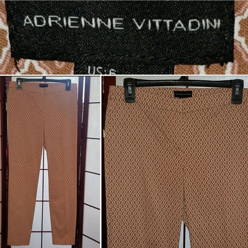 Adrienne Vittadini Brown/Tan Straight Leg Pants